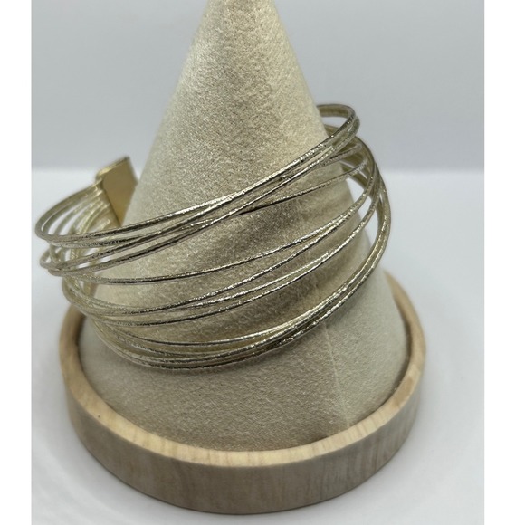 Jewelry - Multi Strand Wire Cuff Bracelet Women Size 7 Gold Tone Textured Layered Boho